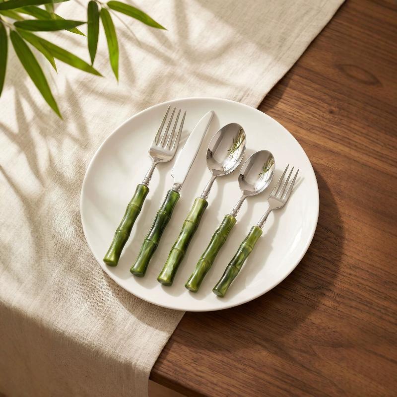 Bamboo Cutlery - Bambu Saplı Akrilik 304 Paslanmaz Çelik